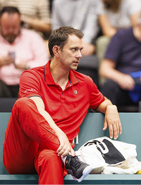 Hiller d, Denmark - September 16: Danmark mod Brasilien Davis Cup i Royal Stage on September 16, 2023 in Hiller d, Denmark. (Photo by Allan Hogholm)