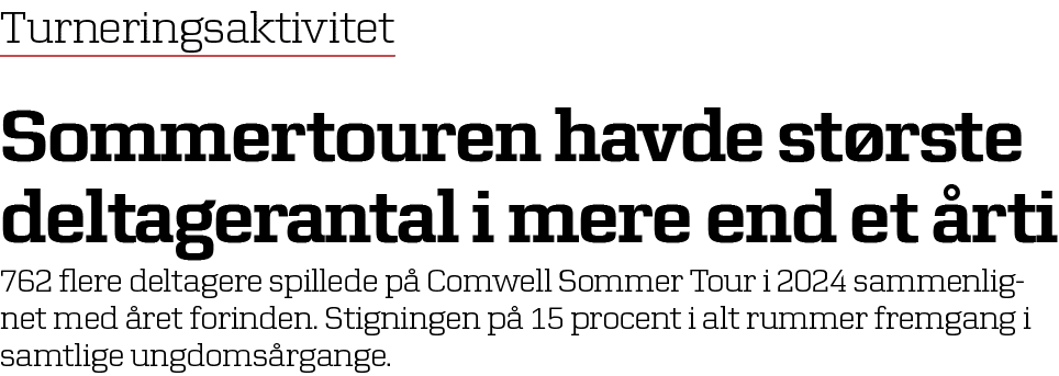 Turneringsaktivitet Sommertouren havde st rste deltagerantal i mere end et rti 762 flere deltagere spillede p  Comwe...