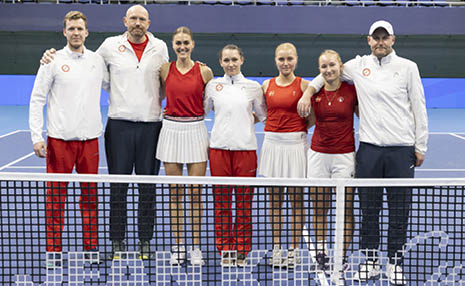 BJKC 2025, USA -Denmark, Bratislava, Slovakia, 11.4.2025, Johanne Svendsen (DEN)                Rebecca Munk Mortensen (DEN)    Laura Brunkel (DEN)                   Emilie Francati (DEN)                         Jens Anker Andersen , Captain (DEN) 