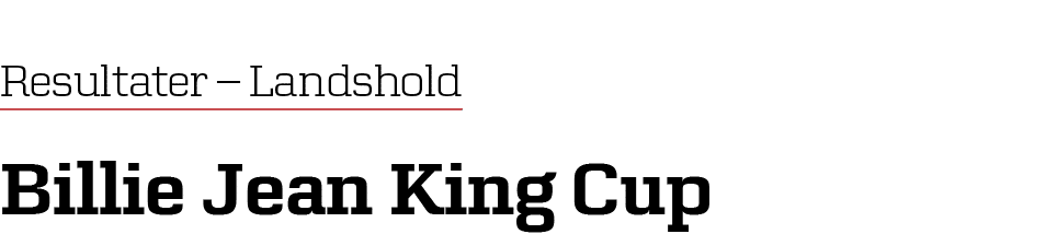 Resultater – Landshold Billie Jean King Cup