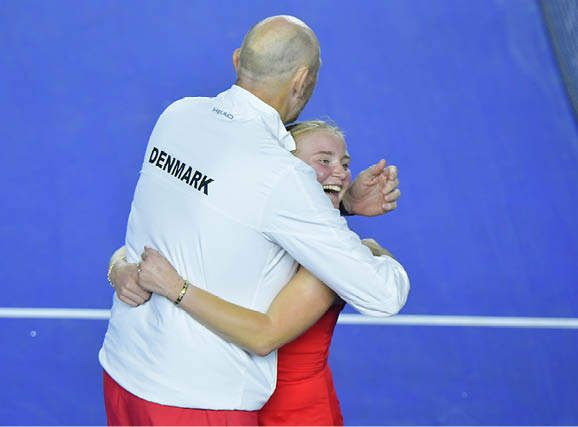 MONTERREY, MEXICO - NOVIEMBRE 15: Rebecca Munk Mortensen de Dinamarca durante los Play-Off de la Billie Jean King Cup 2025 en el Club Sonoma el 15 de Noviembre de 2025 en Monterrey, Mexico. (Foto: Jaime Lopez/JAM MEDIA) 